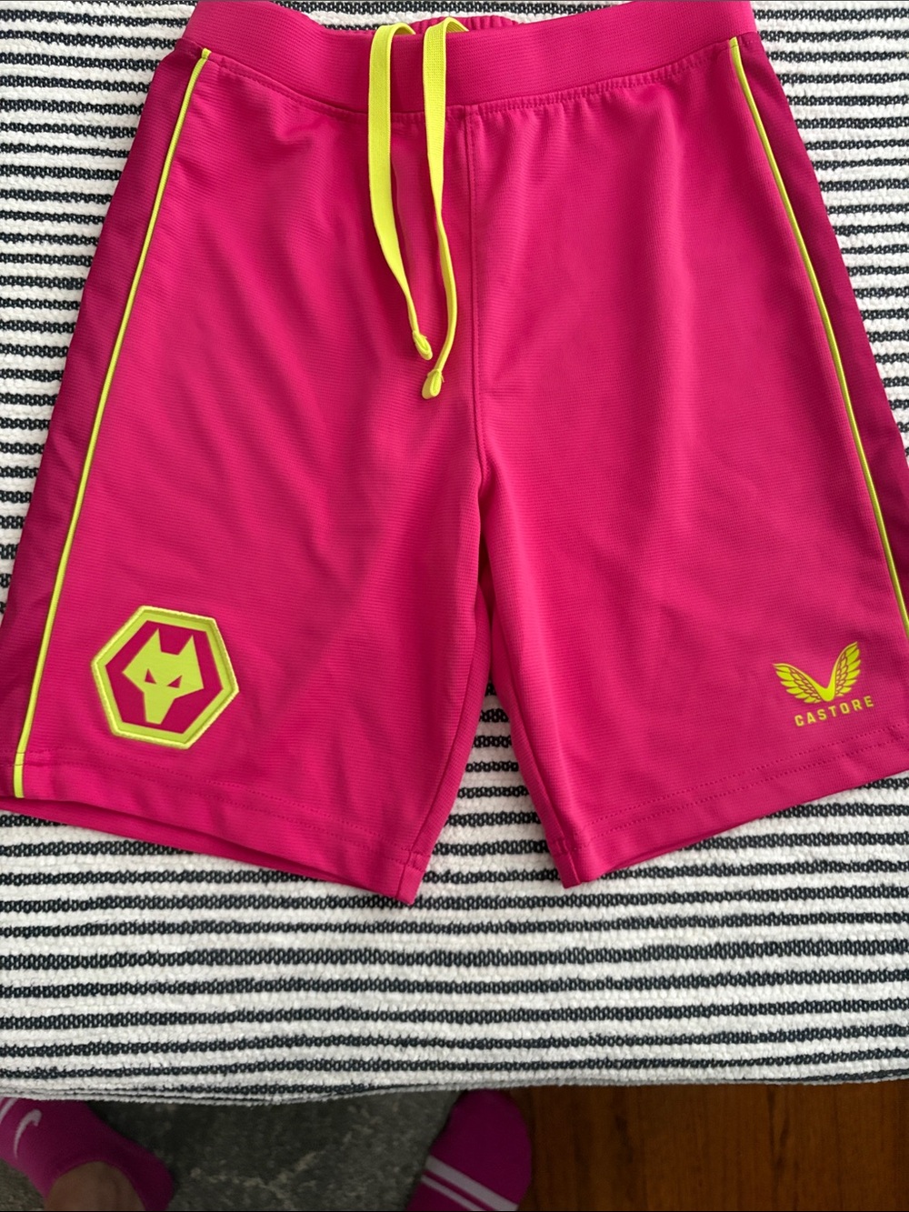 Wolves soccer shorts.  Bought at Wolves stadium in England.